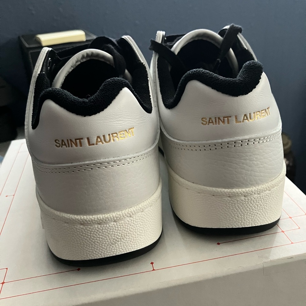 Saint Laurent Black and White Sneakers with Gold Accents - Picture 3 of 3
